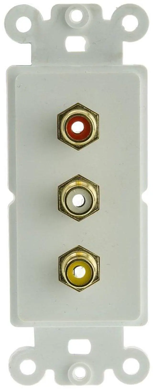 Main image of Decora Wall Plate Insert, White, 3 RCA Couplers (Red/White/Yellow), RCA Female