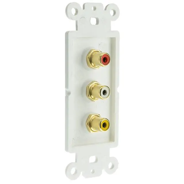 Alt view image 3 of 4 - Decora Wall Plate Insert, White, 3 RCA Couplers (Red/White/Yellow), RCA Female