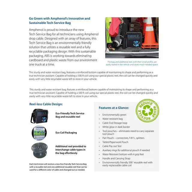 Alt view image 3 of 5 - Kit of Amphenols Innovative and Sustainable Tech Service Bag 500 feet of Black Drop Cable