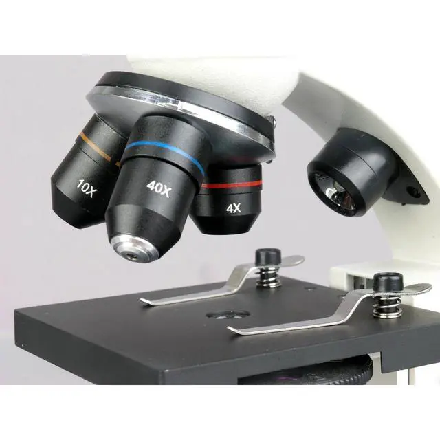 Alt view image 5 of 7 - M160C-2L-PB10 Cordless Compound Monocular Microscope, WF10x | 40X-1000X Magnification Range Compound Biological Microscope Cordless Battery Powered Built-In LED Illumination