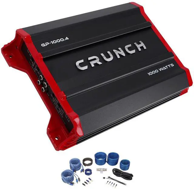 Main image of Car Audio Bundle with Crunch GP-1000.4 1000W 4-Channel Amplifier Class A/B, Built-in Crossover, Rockville RWK82 8 Gauge 4-Channel Wiring Kit with (2) RCA Cables (2 Items)