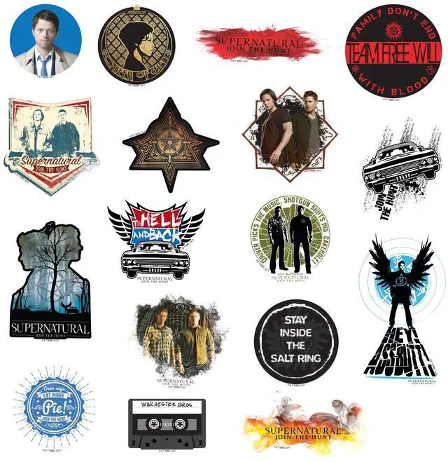 Alt view image 4 of 6 - Supernatural Set 1 100 Vinyl Stickers Waterproof Die-Cut Decals Laptop Car
