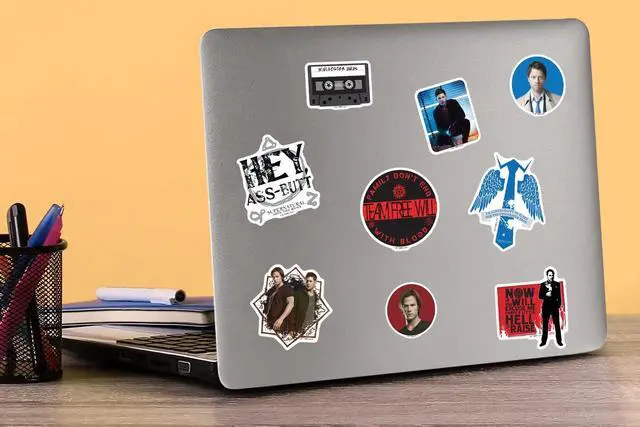 Alt view image 5 of 6 - Supernatural Set 1 100 Vinyl Stickers Waterproof Die-Cut Decals Laptop Car