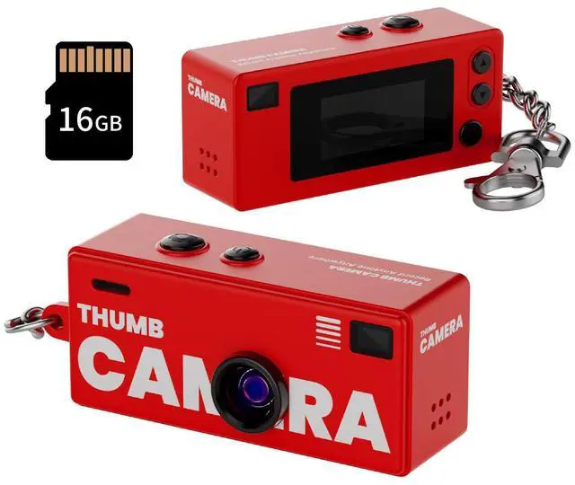 Main image of Mini Keychain Digital Camera, 1080P HD Video Recorder, Mirco Thumb Camera, Digicam,Video Recording,Bag Charm for Vlog Kids Adult Students (Big Red)