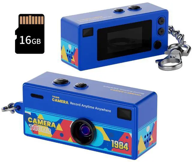 Main image of Mini Keychain Digital Camera, 1080P HD Video Recorder, Mirco Thumb Camera, Digicam,Video Recording,Bag Charm for Vlog Kids Adult Students (Blue)