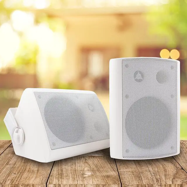 Main image of ES502 500 Watts 2-Way 5.25" Outdoor Indoor Speakers with Powerful Bass | Effortless Mounting Swivel Brackets | All Weather Resistance | Expansive Stereo Sound Coverage | Sold in Pairs, White