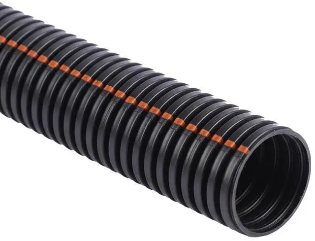 Main image of UV Resistant Flame Retardant Nylon Split Wire Loom Tubing 3/8 Inch 100 Ft Long Black with Orange Stripes Sunlight Protected Cable Protection Flexible Conduit for Automotive Use