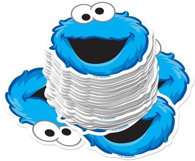 Main image of Sesame Street Cookie Monster Face 150 Vinyl Stickers Waterproof Die-Cut Car
