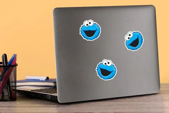 Alt view image 3 of 6 - Sesame Street Cookie Monster Face 150 Vinyl Stickers Waterproof Die-Cut Car