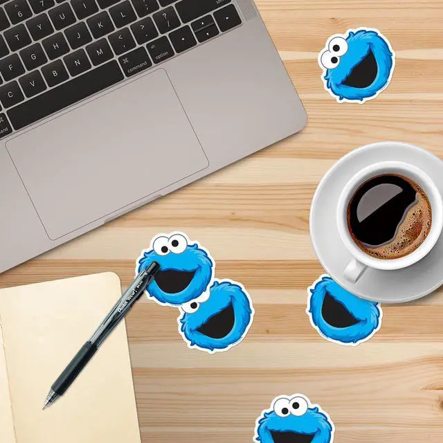 Alt view image 5 of 6 - Sesame Street Cookie Monster Face 150 Vinyl Stickers Waterproof Die-Cut Car