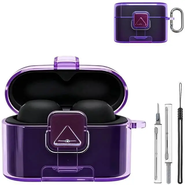 Main image of for Sony WF-1000XM6 Clear Case Cover, Ultra Soft TPU Protective Cover with Keychain & Lanyard and Cleaner Kit,All-Round Protection,Reduced Yellowing, Clear Purple
