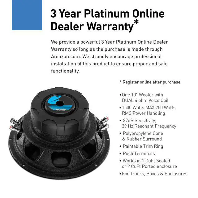 Alt view image 2 of 7 - AC10D Anarchy Series 10 Inch Car Subwoofer - 1500 Watts Max, Dual 4 Ohm Voice Coil, Sold Individually