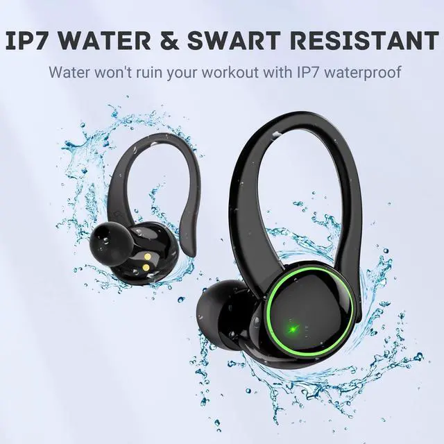 Alt view image 7 of 7 - for Lenovo Tab M9 Bluetooth 5.3 Headphones 3D Stereo with Earhook, 40H Touch Control Over Ear Headphones, IP7 Waterproof Earphones Built-in Mic for Running Workout Sport