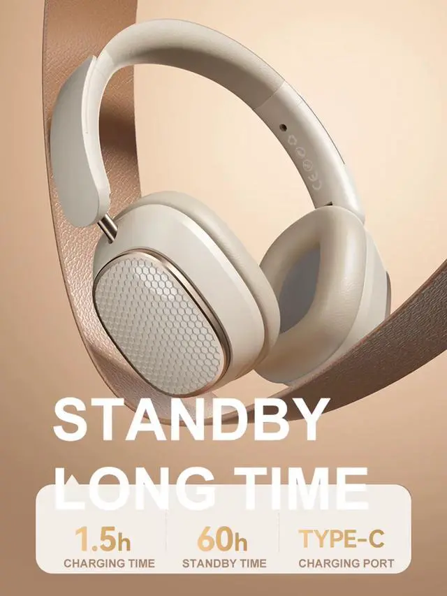 Alt view image 4 of 7 - Hi-Fi Stereo Wireless Headphone Active Noise Cancellation Bluetooth 5.3 Headset with Detachable Microphone Ultra Comfortable and Full Ear Coverage Lightweight Foldable Earphone