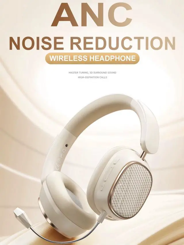 Alt view image 3 of 7 - Hi-Fi Stereo Wireless Headphone Active Noise Cancellation Bluetooth 5.3 Headset with Detachable Microphone Ultra Comfortable and Full Ear Coverage Lightweight Foldable Earphone