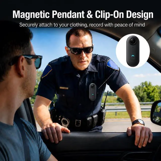 Alt view image 5 of 7 - 1080P Mini Body Camera, Wearable Clip-On POV Camera WiFi App | 150° Wide Angle, WiFi App Live View, Waterproof Case 100ft, Magnetic Lanyard, Rotating Clip, USB Cable, Card Reader Pack
