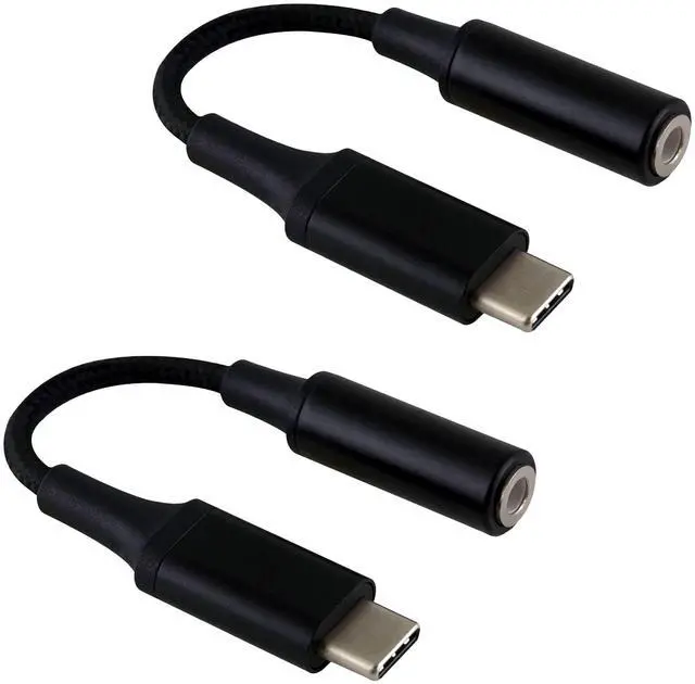 Main image of USB C to 3.5mm Headphone Adapter Compatible with Motorola Edge Plus with Digital DAC Chip That's Dual 1/8 inch TypeC/PD! (2Pack / Black)
