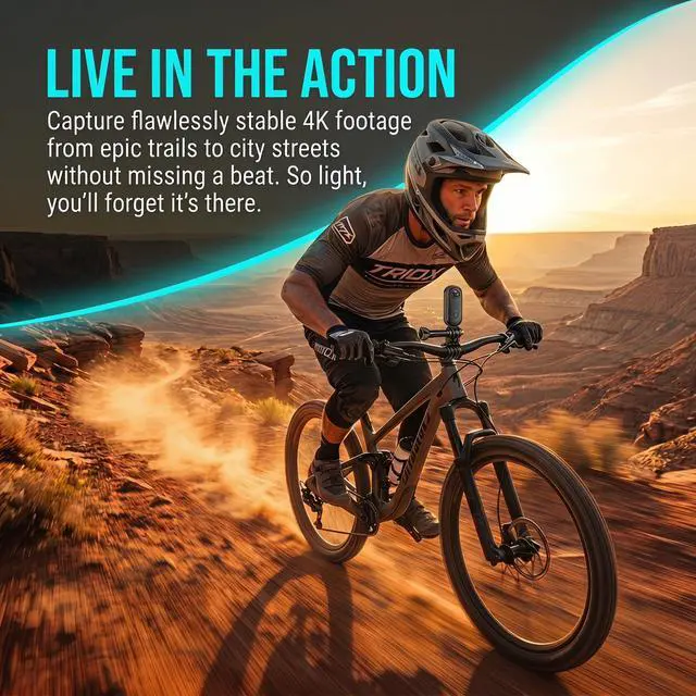 Alt view image 5 of 7 - 4K Motorcycle Camera 64GB, Mini POV Cam with EIS Anti-Shake Video | 150° Wide Angle, WiFi App Live View, Waterproof Case 100ft, Magnetic Clip-On