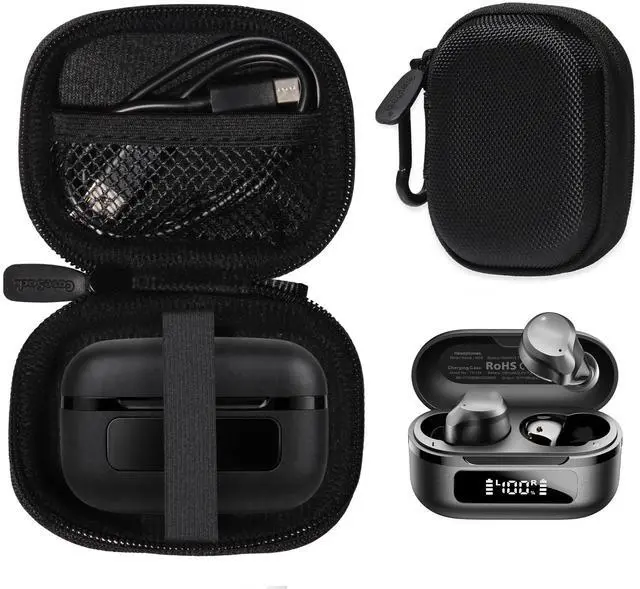 Main image of Case for TOZO NC9 Hybrid Active Noise Cancelling Wireless Earbuds (Black)