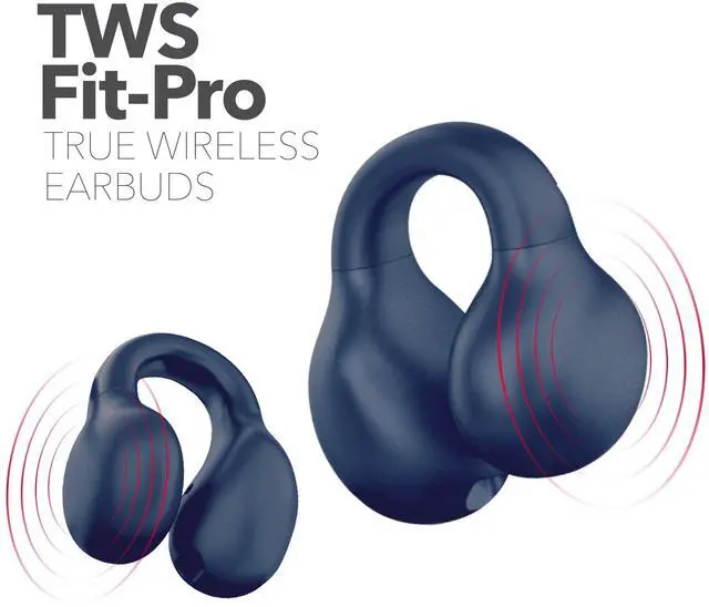 Alt view image 3 of 5 - Wave-78 True Wireless Earbuds, 20-Hr Battery Life, Hi-Res Audio, Deep Bass, Transparency Mode, Sweatproof, Bluetooth 5.0, Built-in Microphone, Ear Buds for Travel, Workouts & Calls, Navy