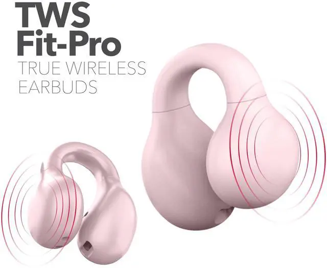 Alt view image 3 of 5 - Wave-66 Wireless Earbuds, Bluetooth 5.3 Headphones, 30H Playtime with Charging Case, Hi-Res Stereo Audio, Deep Bass, IPX7 Waterproof, Transparency Mode, Lightweight Ear Buds with Mic Pink