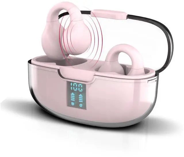 Alt view image 2 of 5 - Wave-66 Wireless Earbuds, Bluetooth 5.3 Headphones, 30H Playtime with Charging Case, Hi-Res Stereo Audio, Deep Bass, IPX7 Waterproof, Transparency Mode, Lightweight Ear Buds with Mic Pink