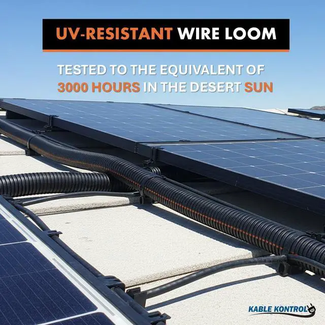 Alt view image 6 of 7 - UV Resistant Flame Retardant Nylon Split Wire Loom Tubing 3/8 Inch 100 Ft Long Black with Orange Stripes Sunlight Protected Cable Protection Flexible Conduit for Automotive Use