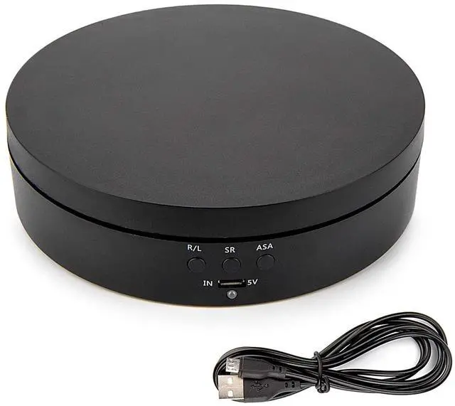 Main image of 360 Degree Electric Turntable, 3 Speed Rotating Display Stand, 5.4in Black | Max 6lbs Load, Speed and Angle Adjustable, Battery or USB Powered, Ideal for Photography, Video Shoot, 3D Models, Jewelry
