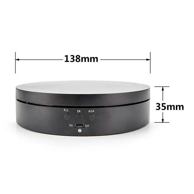 Alt view image 7 of 7 - 360 Degree Electric Turntable, 3 Speed Rotating Display Stand, 5.4in Black | Max 6lbs Load, Speed and Angle Adjustable, Battery or USB Powered, Ideal for Photography, Video Shoot, 3D Models, Jewelry