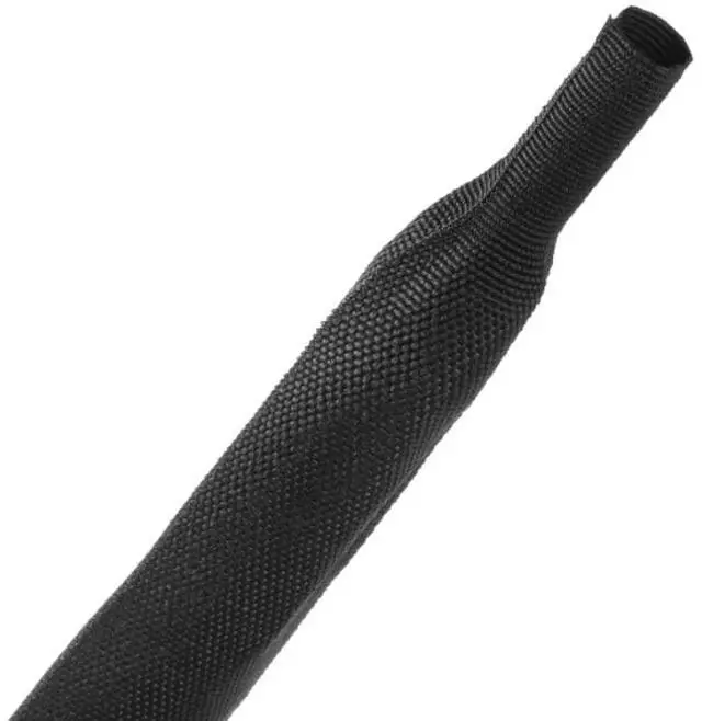 Main image of Fabric Heat Shrink Braided Sleeving 2-3/8 Inch - 25' Ft Long, PET & Polyolefin Heavy Duty Cable Sleeving Sheath - 2:1 Industrial Wiring Harness for Electrical Wire Insulation - Black
