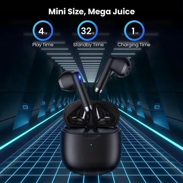 Alt view image 4 of 6 - for iPhone 13/13 Mini / 13 Pro / 13 Pro Max in-Ear Earphones Headset with Mic and Touch Control TWS Wireless Bluetooth 5.0 Earbuds with Charging Case - Black