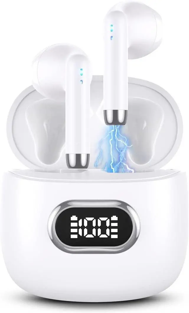 Main image of Wireless Earbuds for Amazon Fire HD 8 (2022) Bluetooth 5.3 Headphones with LED Display Charging Case, Waterproof IPX7 Hands-Free Headset with Mic, Hi-Fi Stereo Sound, Touch Control - White
