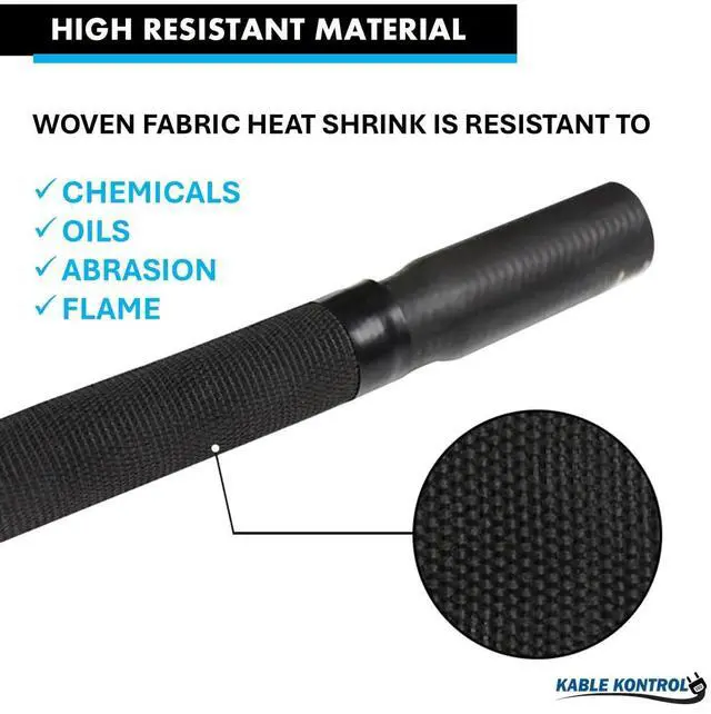 Alt view image 6 of 7 - Fabric Heat Shrink Braided Sleeving 2-3/8 Inch - 25' Ft Long, PET & Polyolefin Heavy Duty Cable Sleeving Sheath - 2:1 Industrial Wiring Harness for Electrical Wire Insulation - Black