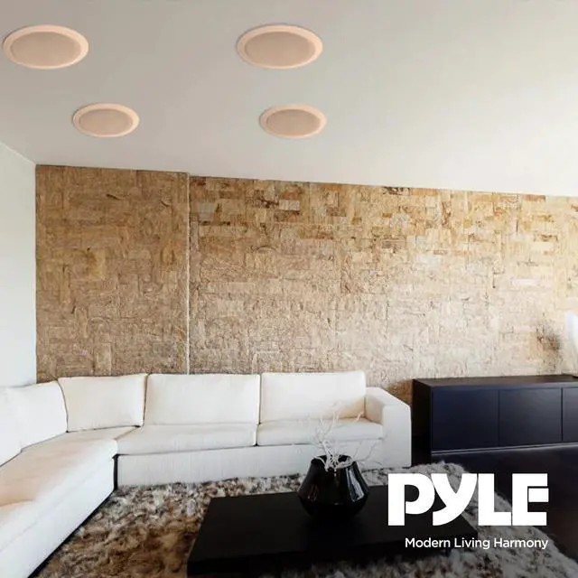 Alt view image 5 of 7 - 3 Pair Speakers, 200W 6.5" Flush Mount in Wall/in Ceiling Speakers with Spring-Loaded Terminals, PDIC Series, Tan
