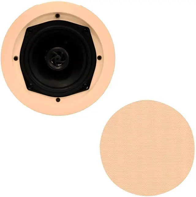 Alt view image 7 of 7 - 3 Pair Speakers, 200W 6.5" Flush Mount in Wall/in Ceiling Speakers with Spring-Loaded Terminals, PDIC Series, Tan