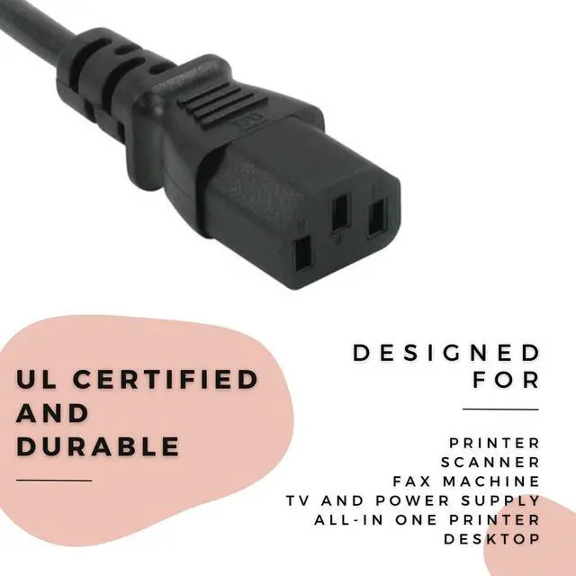 Alt view image 4 of 5 - 2-Pack Value 6FT 3 Prong AC Power Cord Cable Plug for HP ZR2740w 27-inch LED Backlit IPS Monitor