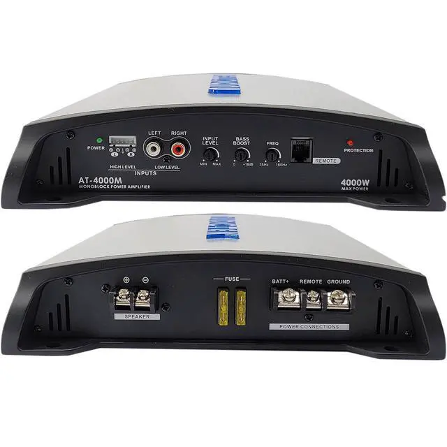 Alt view image 6 of 7 - AT4000M 1 Channel Monoblock Car Amplifier - 4000 Watts, 2 Ohm Stable, LED Indicator, Bass Knob Included, Mosfet Power Supply, Great for Subwoofers