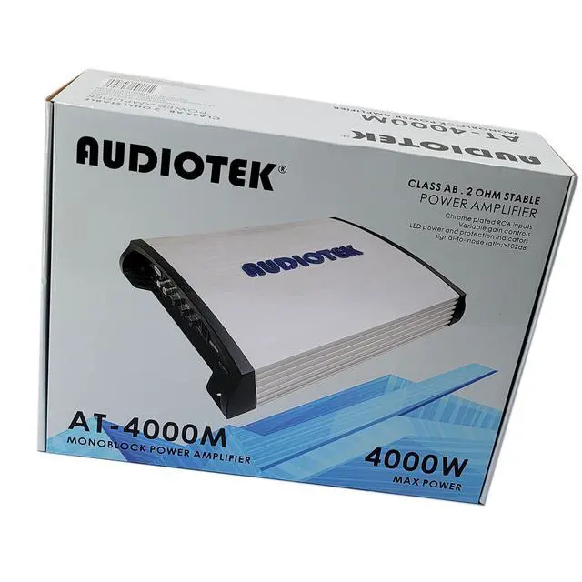 Alt view image 7 of 7 - AT4000M 1 Channel Monoblock Car Amplifier - 4000 Watts, 2 Ohm Stable, LED Indicator, Bass Knob Included, Mosfet Power Supply, Great for Subwoofers