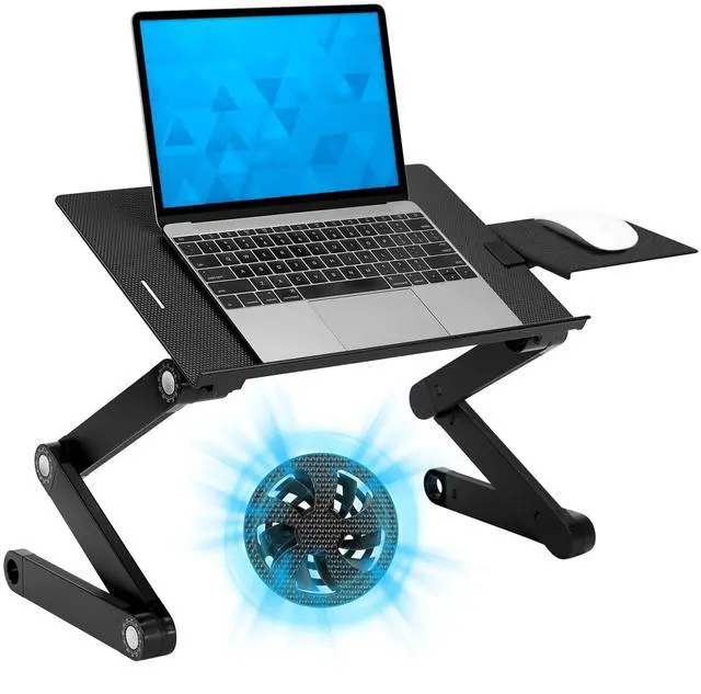 Main image of Adjustable Laptop Stand & Lap Desk with USB Cooling Fans, Large Aluminum Laptop Tray with Mouse Pad, Portable Sit-Stand Laptop Desk for Bed, Couch & Table
