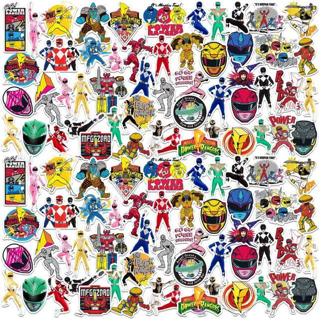 Main image of Mighty Morphin Power Rangers 200 Vinyl Stickers Waterproof Die-Cut Decals