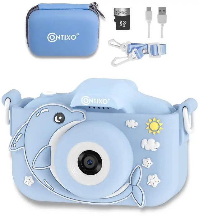 Main image of KC3 Kids Camera, 1080P Video Selfie Toddler Educational Digital Photo Cameras with Puzzle Games, Children Portable Toy for Boys Girls-Dolphin Blue