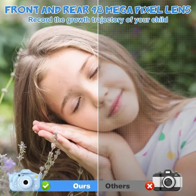 Alt view image 3 of 7 - KC3 Kids Camera, 1080P Video Selfie Toddler Educational Digital Photo Cameras with Puzzle Games, Children Portable Toy for Boys Girls-Dolphin Blue