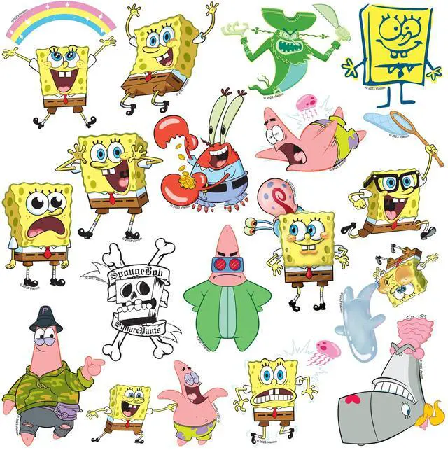 Alt view image 4 of 6 - Spongebob Squarepants 150 Vinyl Stickers Waterproof Die-Cut Decals Laptop