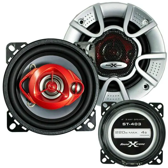 Main image of Pair of 4" in 3-Way 220 Watts Coaxial Car Speakers CEA Rated (2 Speakers)