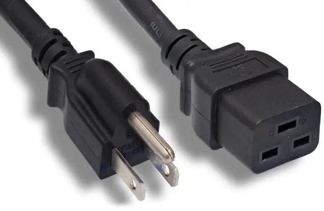 Main image of 6 Feet US AC Power Cord 3 Prong NEMA 5-15P to IEC320 C19 14 AWG 15A Heavy Duty Black for Servers/Routers/Network Switches/Blade Server Enclosures