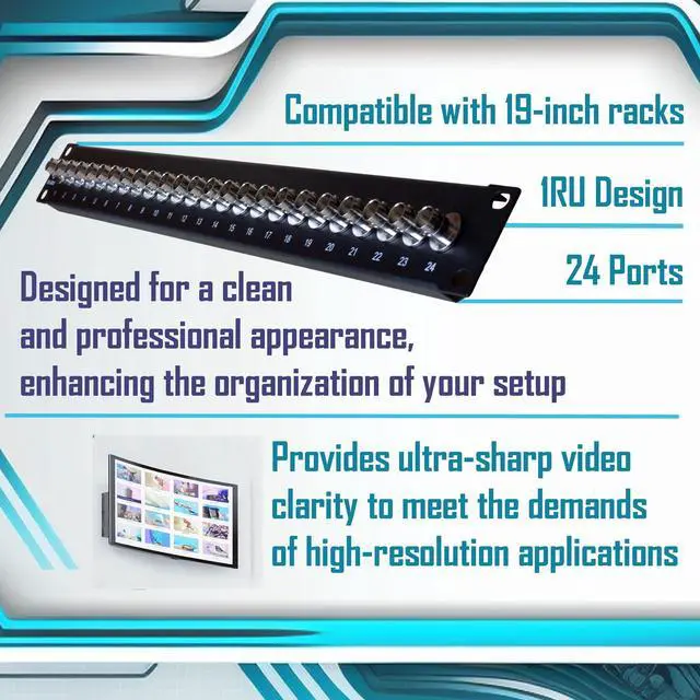 Alt view image 4 of 7 - 24 Port Rackmount BNC 75 Ohm Patch Panel By