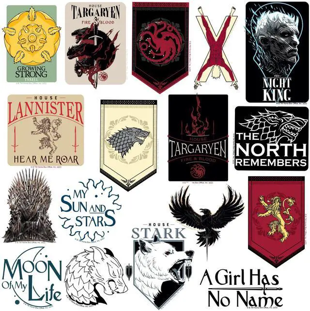 Alt view image 3 of 6 - Game of Thrones 200ct Vinyl L Deluxe Stickers, Skateboard, Indoor/Outdoor