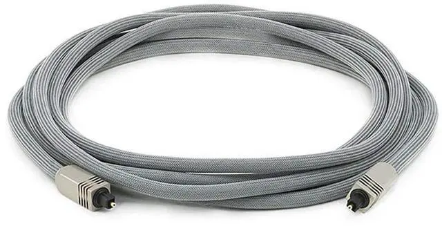 Main image of 102765 Premium S/PDIF (Toslink) Digital Optical Audio Cable - Silver - 12ft | Heavy Duty Mesh Jacket, Metal Connector Heads, For Play Station, Xbox one, Home theater & More