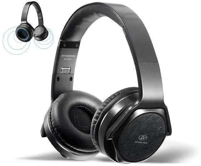 Main image of 2-in-1 Bluetooth Over-Ear Headphones Twist-Out Speaker, Wireless Stereo Bass Headset, NFC, FM Radio, AUX & TF Card Slot, Foldable Cordless Sports Headphones with Retractable Headband Black