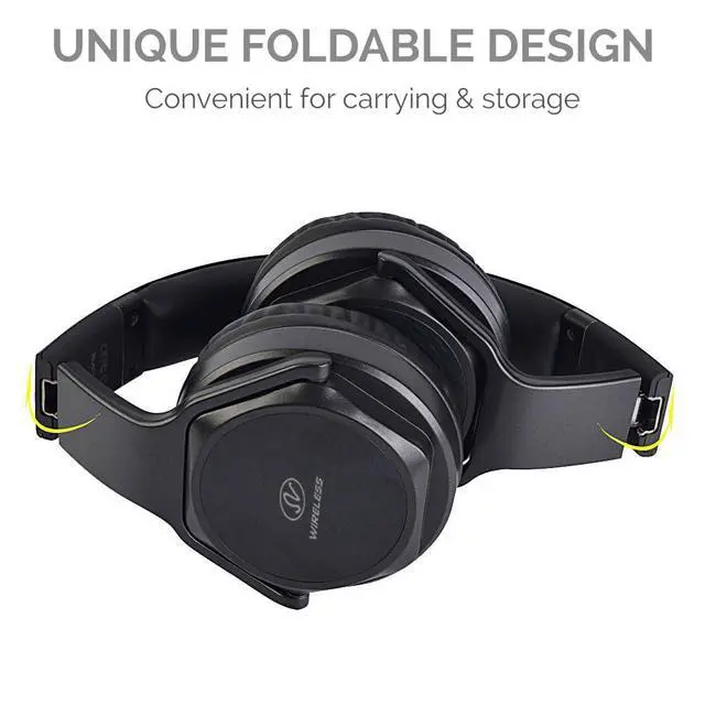 Alt view image 5 of 7 - 2-in-1 Bluetooth Over-Ear Headphones Twist-Out Speaker, Wireless Stereo Bass Headset, NFC, FM Radio, AUX & TF Card Slot, Foldable Cordless Sports Headphones with Retractable Headband Black